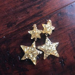 Madewell Gold Star Earrings Acrylic Resin Confetti